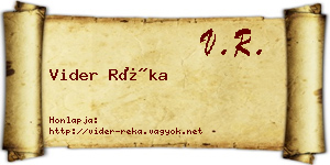 Vider Réka névjegykártya